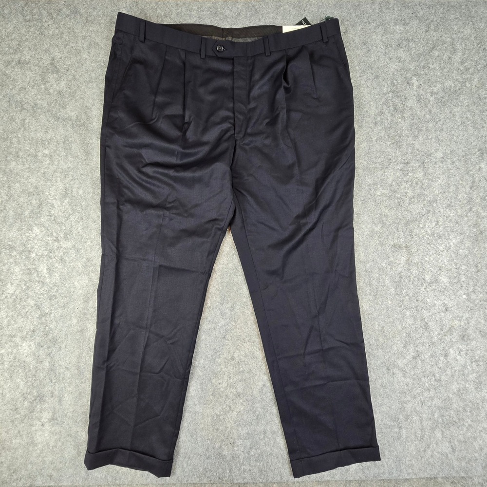 Lauren Ralph Lauren Mens 44x32 Navy Wool Ultraflex Pleated Dress Pants Elsworth
